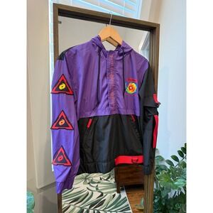 Bison Wares Mens Purple Black Hurricane Severe Weather  Windbreaker Jacket XS